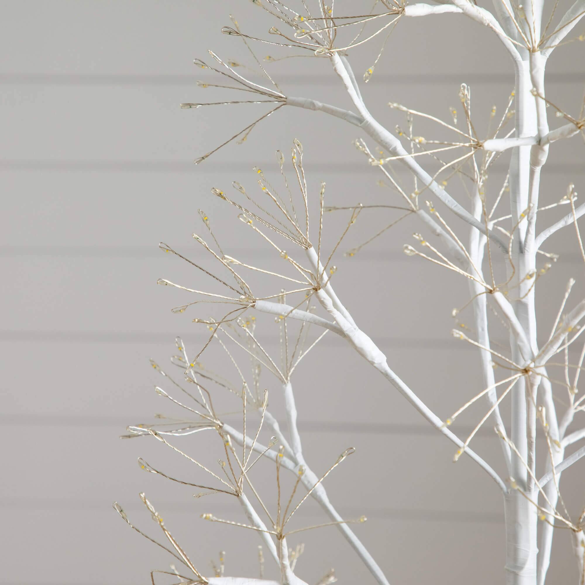 6ft. Pre-Lit Artificial White Starburst Tree, Fairy Warm White LED Lights